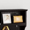 3 In 1 Wooden Hallway Hall Tree With Storage Drawers, Coat Rack, Shoe Rack Bench, And Cushion - Amber Graphite / Black - Image 10