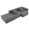 3 Piece Free Combination L Shaped Modular Sectional, Minimalist Floor Couch Set, Convertible Foam Filled Cloud Compressed Couch For Living Room - Gray - Image 4