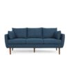 Diaphanous - Upholstered 3 Seater Sofa With 2 Accent Pillows And Wood Legs - Navy Blue - Image 8