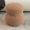 Snowman Stool With Lamb Wool Cushion And Solid Wood Frame - Light Camel - Image 3