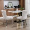 Nikki - Modern, High-End Tufted Solid Wood Contemporary Velvet Upholstered Dining Chair With Chrome Stainless Steel Plating Legs, Nailhead Trim (Set of 2) - Beige - Image 14