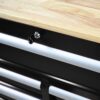 9 Drawer Multifunctional Steel Tool Cart With Wheels And Wooden Top - Black - Image 9