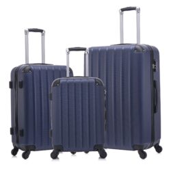 3 Piece Hard Luggage Set With Universal Wheels And Password Lock, 20 / 24 / 28 " - Blue