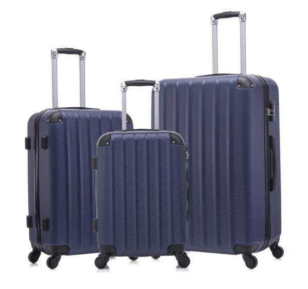 3 Piece Hard Luggage Set With Universal Wheels And Password Lock, 20 / 24 / 28 " - Blue