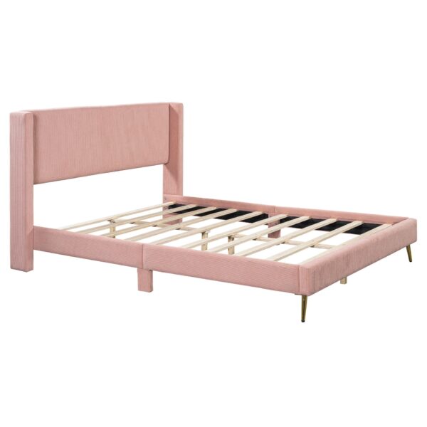 Queen Size Platform Contemporary Bed With Legs And Upholstered Headboard - Pink