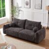 Lamb's Wool 2 Seater Cushion Sofa Comfortable Sofa For Living Room Bedroom And Other Casual Spaces Lamb's Wool Sofa With 2 Cushions And 2 Ball Pillows (Set of 2) - Gray - Image 5