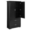 Tall Bathroom Storage Cabinet, Cabinet With 2 Doors And Drawers, Adjustable Shelf - Black - Image 15