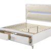 Tarian - Boucle Queen Bed With LED & Storage - White - Image 2