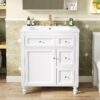 Bathroom Vanity With Top Sink, Modern Bathroom Storage Cabinet & 2 Drawers And A Tip-Out Drawer, Single Sink Bathroom Vanity - White - Image 2