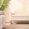 Wide Storage Soft Ottoman Bench With Armrests, Footrest Bed End Stool For Living Room, Dorm, Entryway And Bedroom - Beige - Beige - Image 5