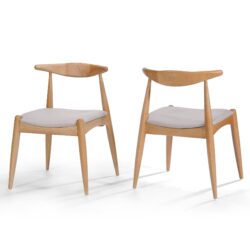 Candescent - Dining Chair With Curved Back And Wood Frame (Set of 2) - Beige
