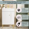 Hearth & Haven Amelia - Bathroom Vanity With Storage Cabinet, Single Ceramic Sink And Right Side Storage - White - Image 4