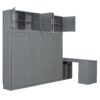 Queen Size Wall Murphy Bed With Desk And Storage Shelves And Big Cabinets - Gray - Image 7