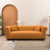 Retro Medieval Style Sofa With Roll Arms And Throw Pillows - Orange - Image 5