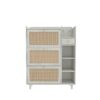 Natural Bohemia Style Shoe Cabinet, Shoe Rack Cabinet With 3 Rattan Flip Drawers, 3 Square Shelves And 1 Storage Drawer, Shoe Organizer With Mulit Storage Space And Hooks For Hallway, Entryway - White - Image 9