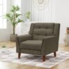 Upholstered Armchair With Button Tufting And Tapered Legs - Mocha - Image 2