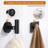 Bathroom Hardware Set Stainless Steel With Towel Bar, Paper Holder, And Hooks - Matte Black - Image 5