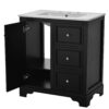 Bathroom Vanity Cabinet With Ceramic Basin, 3 Drawers And Adjustable Shelves - Black - Image 16