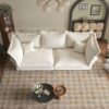 Modern Comfy Upholstered Sofa Cloud Couch, Deep Seat Couches With Multiple Large Soft Pillows, Convertible Deep Seat Chaise Longue For Living Room - Beige - Image 16