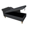 Chaise Lounge Indoor, Velvet Lounge Chair For Bedroom With Storage & Pillow, Modern Upholstered Rolled Arm Chase Lounge For Sleeping With Nailhead Trim For Living Room Bedroom Office - Black - Image 14