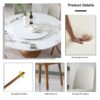 Round Modern Marble Dining Table With 8 Chairs - White / Wood - Image 2
