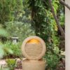 Cement Round Water Fountain With Light And Pump - Beige / Yellow - Image 8