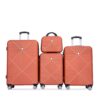 4 Piece Lightweight Suitcase, 14" Makeup Box, Aircraft Wheels (14/20/24/28) - Dark Orange - Image 5