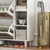 Natural Bohemia Style Shoe Cabinet, Shoe Rack Cabinet With 3 Rattan Flip Drawers, 3 Square Shelves And 1 Storage Drawer, Shoe Organizer With Mulit Storage Space And Hooks For Hallway, Entryway - White - Image 15