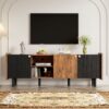 Mid Century TV Stand & 3 Cabinets, Media Console Table For Tvs Up To 70'', Entertainment Center With Storage For Living Room - Black / Brown - Image 5