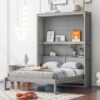 Full Size Murphy Wall Bed & Shelves - Gray - Image 10