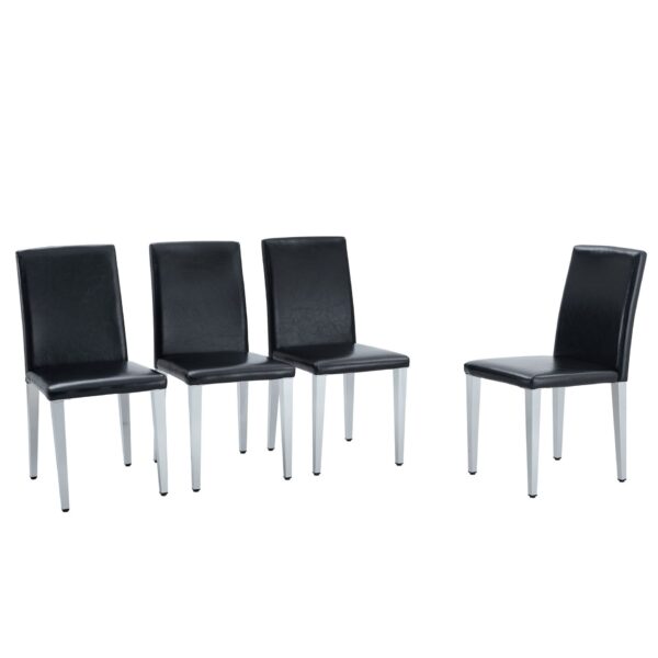 (Set of 4) Backrest Chairs With Silver Metal Legs A Perfect Match For Minimalist And Modern Home Styles - Black / Silver