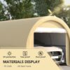 Outsunny - 10' x 16' Carport, Heavy Duty Portable Garage Storage Tent With Large Zippered Door, Anti-Uv Pe Canopy Cover For Car, Truck, Boat, Motorcycle, Bike, Garden Tools, Outdoor Work - Beige - Image 6
