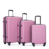 3 Piece Luggage Sets Lightweight Suitcase With Two Hooks, Spinner Wheels, Tsa Lock, (20/24/28) - Pink - Image 4