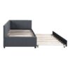 Upholstered Daybed With Trundle Twin Size Sofa Bed Frame No Box Spring Needed, Linen - Gray - Image 5