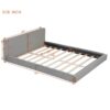 Queen Size Upholstered Platform Bed, Grounded Bed With Solid Frame - Gray - Image 9