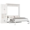 Full Size Murphy Bed With 1 Side Cabinet Storage Shelf, Cabinet Bed Folding Wall Bed With Desk Combo Perfect For Guest Room, Study, Office - White - Image 22