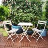 3 Piece Patio Bistro Set Of Foldable Square Table And Chairs - White - Image 4