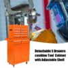 Rolling Tool Chest, 5 Drawer Tool Box Organizer With Lockable Wheels & Sliding Drawers & Detachable Top & Adjustable Shelf, Tool Storage Cabinet For Garage Workshop - Orange - Image 18