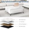 Modern Wood And Fabric Square Storage Ottoman Coffee Table With Lift - Top Design - Upholstered Bench For Living Room Organization - White - Image 6