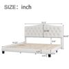 King Upholstered Platform Bed With Saddle Curved Headboard And Diamond Tufted Details - Beige - Image 3