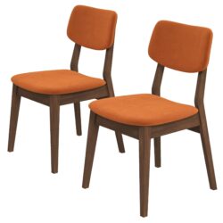 Carlos - Solid Back Side Chair (Set of 2) - Brown / Burnt Orange