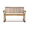 Outdoor Rocking Loveseat With Acacia Wood Frame - Natural - Image 5