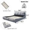 Queen Size Luxury Upholstered Platform Bed With Oversized Padded Backrest And Solid Wood Frame, Suitable For Multiple Heights Of Mattresses - Gray - Image 4