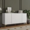 Multi Functional Storage Cabinet, 4 Door Sideboard With Unique Texture, Adjustable Shelves - White - Image 4