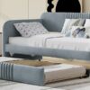 Upholstered Daybed Sofa Bed Twin Size With Trundle Bed And Slat - Gray - Image 10