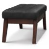 Draper - Mid Century Tufted Ottoman Bench - Distressed Black - Image 2