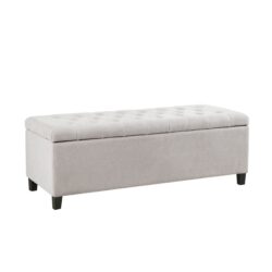 Elegant Design Tufted Top Soft Close Storage Bench Upholstered - Natural