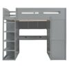 Full Size Loft Bed With Desk, Wardrobes, 4 Drawers And 4 Shelves - Gray - Image 2