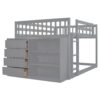 Full Over Full Bunk Bed With 4 Drawers And 3 Shelves - Gray - Image 2