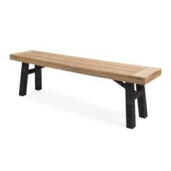 Outdoor Bench With Slat Panel Design And Frame - Natural / Gray
